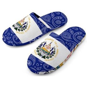 Paisley en El Salvador vlag volledige print dames slippers warme anti-slip rubberen zool huis schoenen voor indoor hotel 36-37 (5.5-6)