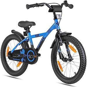 PROMETHEUS BICYCLES kinderfiets 18 inch fiets jongens meisjes van 6 jaar oude met zijwieltjes terugtraprem in blauw BMX