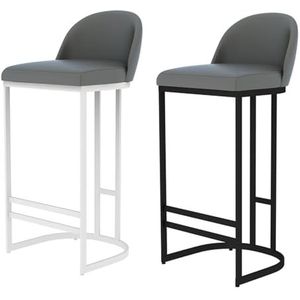 2-delige Set Barkrukken, Moderne Eenvoudige Barstoelen, Barstoelen Met Metalen Frame, Leer Bekleed, Geschikt For Keukens, Lounges, Bars, Kantoren, Enz (Color : White and Black, Size : 42x37x78cm)