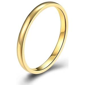 2 mm eenvoudige ring met enkel uiteinde for koppels for titanium stalen vacuüm vergulde paarse ring (Color : Golden, Size : 10#)