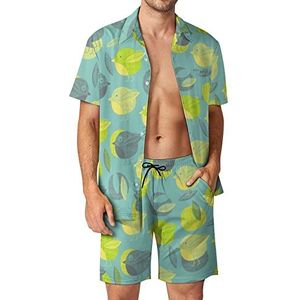 Kleurrijke vogels Hawaiiaanse sets voor mannen button down korte mouw trainingspak strand outfits XL