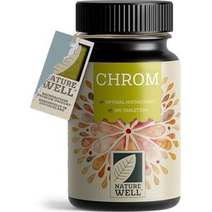 Chrome Picolinat 365x tabletten met 200 mcg chroom - optimaal hoge dosis - normale bloedsuikerspiegel en macrovoedingsstofwisseling - zonder toevoegingen - laboratorium getest met certificaat -