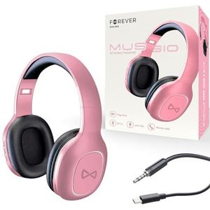 FOREVER BTH-505 Bluetooth over-ear hoofdtelefoon in roze, opvouwbare hoofdtelefoon met Super Bass, lange looptijd van maximaal 8 uur voor mobiele telefoons/tv/reizen/online cursussen/thuiskantoor
