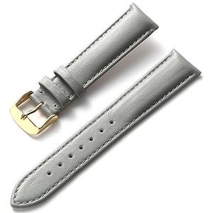 LUGEMA Horloge lederen band mannen en vrouwen zakelijke band rood bruin blauw 14mm 16mm 18mm 20mm 22mm 24mm lederen horloge accessoires (Color : Grey gold buckle, Size : 19mm)