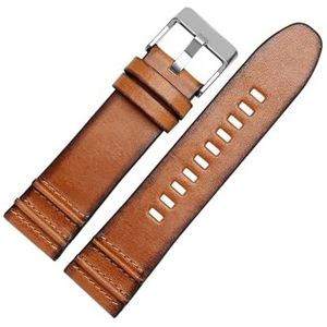 LUGEMA 24mm 26mm Lederen Armband Compatibel Met Diesel DZT2002 DZ7408 DZ4476 DZ4343 Horlogebandje Bruine Horlogeband Retro Horloges Band (Color : 6018-Brown-Silver, Size : 26mm)