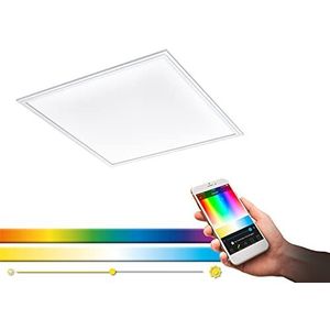 EGLO connect LED plafondlamp Salobrena-C Panel, Smart Home plafondlamp, materiaal: aluminium, kunststof, kleur: wit, 62x62 cm, dimbaar, witte tinten en kleuren instelbaar