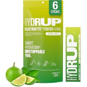 Hydrup Elektrolyten zonder suiker Drinkpoeder - Formule met vitaminen en mineralen voor snelle hydratatie - 1733 mg Elektrolytenpoeder per portie (6, citroen-limoen)
