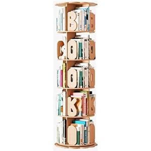 Boekenplank Creatieve Massief Houten Boekenplank Landing Kantoor Studie 360 Graden Roterende Opslag Plank Hoek Boekenkast Opslag Houder Boekenkast (Color : 5 Tiers)