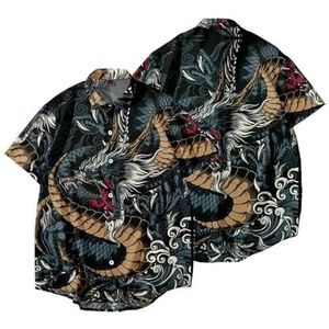 T Shirts Men Dragon Hawaiian Casual Men'S Short Sleeve Shirt Y2K Vintage Top Breathable Man Clothing-E01-Xlj001867-M