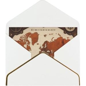 Roest wereldkaart bedrukte wenskaarten, prachtige blanco wenskaarten met enveloppen, grappige kaarten voor elke gelegenheid
