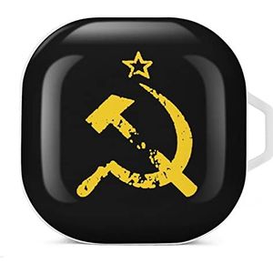 Russische Sovjet vlag hamer en sikkel oordopjes hoesje compatibel met Samsung hard shell beschermhoes wit stijl