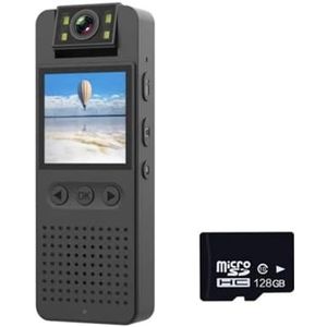 Draagbare DV-camera HD Actiecamera Politie Rechtshandhaving Kleine camera Micro Body Camcorder 1080P Infrarood Nachtzicht Hotspot Sportcamera(Camera 128G card)