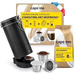 CAPSME - Navulpakket herbruikbare capsules voor Nespresso Original (2 capsules van roestvrij staal + 48 papieren deksels + 200g specialiteitenkoffie) - Gemaakt in Frankrijk (Navulpakket)