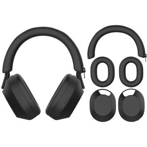 Hoofdtelefoon Beschermingsset voor Sony WH-1000XM5 Headset Oor Cups Beschermhoes Hoofdband Cover Shell (zwart)