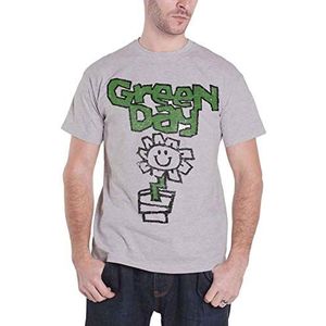 Green Day T Shirt Vintage Flower Pot Kerplunk band logo Mannen Grijs