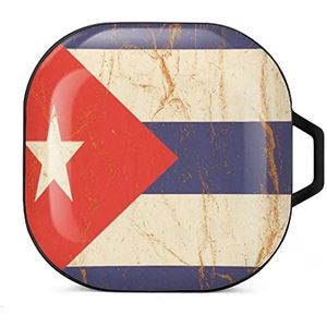 Cuba vlag op verfrommeld papieren oordopjes hoesje compatibel met Samsung hard shell beschermhoes zwart stijl