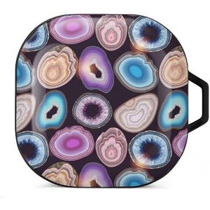 Geode en agaat snijdt oordopjes hoesje compatibel met Samsung hard shell beschermhoes zwart-stijl