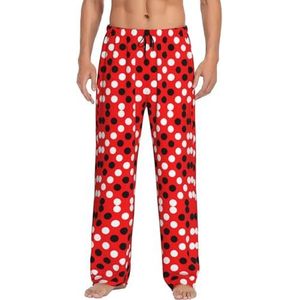 WYCZHY Rood Wit Polka Dot Mannen Pyjama Bottoms Pyjama Broek Voor Mannen Lounge Slaap Bodem Pj Broek Zacht Met Zakken, Zwart, S