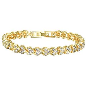 Cubic Zirconia Roman Crystal Bracelet, Gold Plated Full Diamond Tennis Bracelets for Men Women, 18cm Exquisite Luxury Roman Art Chain for Wedding Gift, Dinner Party Decor, 18cm Vigcebit
