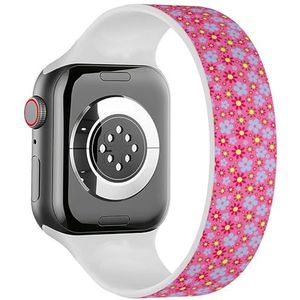 Solo Loop band compatibel met alle series Apple Watch 38/40/41mm (helder roze blauwe hippie) rekbare siliconen band band accessoire, Siliconen, Geen edelsteen