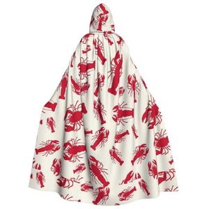 WURTON Rode Kreeft Print Volwassen Hooded Mantel Unisex Capuchon Halloween Kerst Cape Cosplay Kostuum Voor Vrouwen Mannen