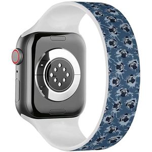 Solo Loop Band Compatibel met All Series Apple Watch 42/44/45/49mm (Decoratieve Hond Print Grijze Pug) Elastische Siliconen Band Strap Accessoire, Siliconen, Geen edelsteen