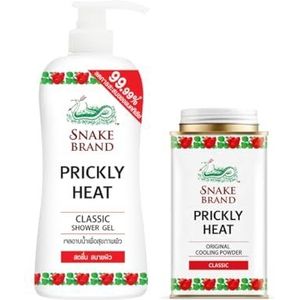 Snake Brand Badset - Twin Pack douchegel 450ml en stekelig warmtekoelpoeder 140g (klassieke geur, 1 set)