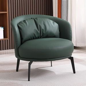 Moderne stijl stoel met hoge rugleuning uit het midden van de eeuw, gestoffeerde woonkamerstoel met lendenkussen, metalen frame voor slaapkamerveranda, leesfauteuil(Color:Green)