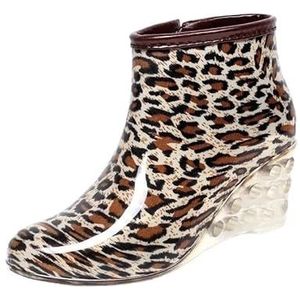 Tuinschoenen for dames, waterdichte regenlaarzen for dames - comfortabel interieur, brede kuitlaarzen for dames - gemakkelijk aan en uit te trekken(Leopard_38)