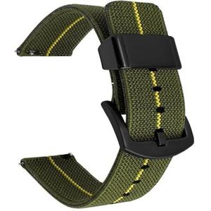 Verstelbare Gesp Gevlochten Elastische Nylon Horlo Nylon Horlogeband 18mm 20mm 22mm 24mm Quick Release Horloge Band Universele Vervanging for Vrouwen mannen Armband Accessoires(Green Yellowblack,20mm)