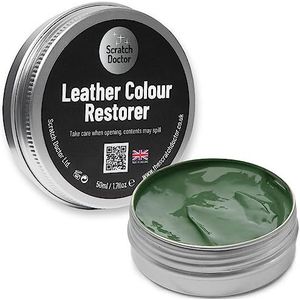 Scratch Doctor Leather Colour Restorer Recolouring Balm Reparatiebehandeling voor vervaagde en versleten absorberende lederen meubels, banken, stoelen (donkergroen, 50 ml)