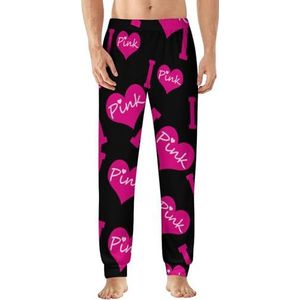 I Love Pink pyjamabroek voor heren, zachte loungebroek, lichtgewicht slaapbroek