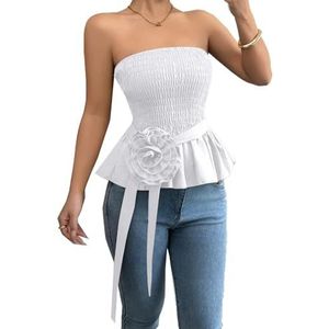 yk8fass Strapless Franse Stijl Blouse ej-6569, Wit, M