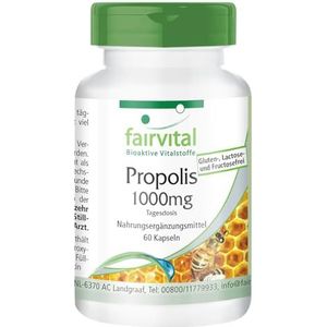 Fairvital | Bijenpropolis 1000mg dagelijkse dosis - 60 capsules - Natuurlijk bijenharsextract - Met 3% galangine - HOOG GEDOSEERD