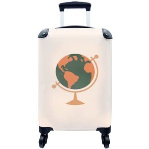 MuchoWow® Koffer - Wereldbol - Pastel - Oranje - Past binnen 55x40x20 cm en 55x35x25 cm - Handbagage - Trolley - Fotokoffer - Cabin Size - Print