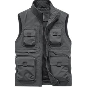 Pegsmio Outdoor Vest Voor Mannen Multi-Pocket Slim Vest Street Wear Vest, Gray9, 3XL