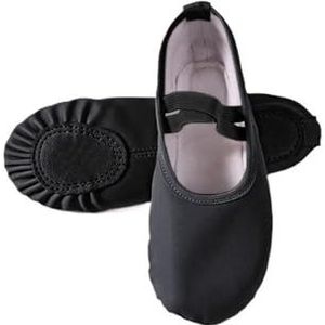Dames Ballet Slippers voor Vrouw Danseuse PU Lederen Professionele Dansers voor Meisjes Kinderen Zachte Zool Kinderen Peuter Dansschoenen, Zwarte elastische split, 43 EU
