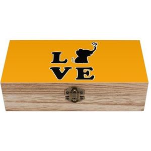 Love Elepant Houten knutselopbergdozen met deksels, aandenken, schat, sieradenkistje, organizer