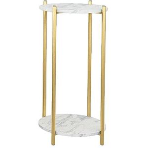 Plantendisplaystandaard, 60/90cm Hoge Bankbijzettafel, 2-laags Ronde Bijzettafel, Decoratieve Salontafel Met Opbergplanken Voor Woonkamer, Kantoor, Balkon(Size:30 * 30 * 90cm,Color:Goud)