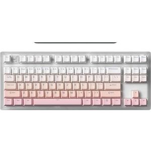 QPSJXN TKL Mechanisch Toetsenbord 87 Hot Swap RGB Backlight Bedraad Toetsenbord PBT Keycaps Compatibel Met PC Tablet En Desktop (WT Bana Sakura)