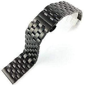 Horlogeband, metalen armband massief roestvrij staal horlogeband armband voor heren en dames armband (bandkleur: zwart, bandbreedte: 18 mm)