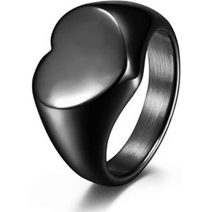 Roestvrij staal 18K vergulde liefde hart glanzende ring ring geslachtsloze eenvoudige mannen en vrouwen voorstel handsieraden (Color : Black, Size : 9#)