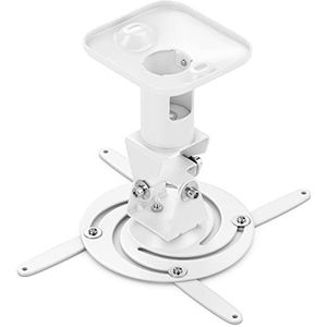 deleyCON - Universele Beamer Projector Plafondbevestiging - Wit - Draagvermogen tot 15kg - 360° Draaibaar - +-25° Kantelbaar