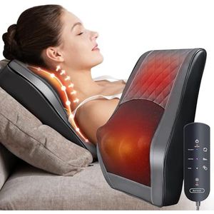 Boriwat Rugmassageapparaat met warmte, massageapparaat voor nek en rug, 3D-massagekussen voor het verlichten van rugpijn, nek, schouders, benen, cadeaus voor heren