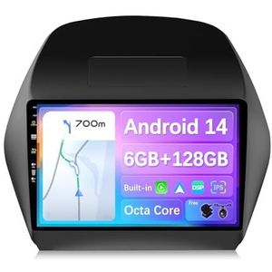 BXLIYER [Octa-Core, 6G+128G] Android 14 Autoradio Voor Hyundai IX35 (2010-2017) - Draadloze CarPlay/Android Auto - Camera & MIC - IPS 10.1 Inch 2 Din - Stuurwiel DAB Fast-boot 360-CAM WIFI DSP