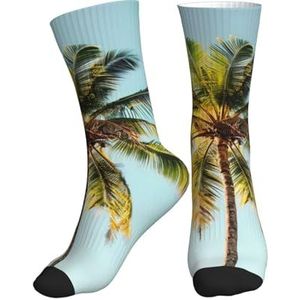 Jkkghll Palmboom Print Mannen Vrouwen Mid-Tube Sport Sokken Ademend Atletisch Voor Running Fitness Dagelijkse Slijtage, 1 zwart, One size