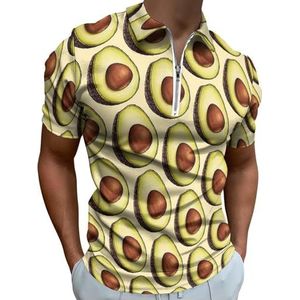 Avocado Half Zip-up Polo Shirts Voor Mannen Slim Fit Korte Mouw T-shirt Sneldrogende Golf Tops Tees 6XL
