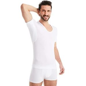 FINN Anti-zweet shirt voor heren met V-hals en geïntegreerde okselpads tegen sterk zweten, onderhemd met gegarandeerde bescherming tegen zweetvlekken en zweetgeur, wit, M