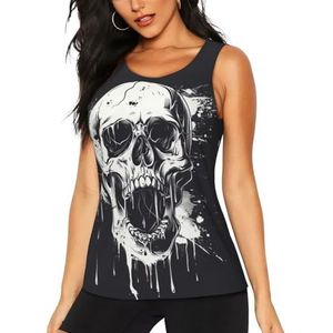 Horror Ghost Skull Print Tanktops Yoga Hardlopen Wandelen Outdoor Activiteiten Casual Dagelijks Dragen Avontuur Sport, Zwart, S