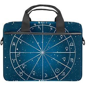 Alpaca Blauw Lama Laptop Schouder Messenger Bag Crossbody Aktetas Messenger Sleeve voor 13 13.3 14.5 Inch Laptop Tablet Beschermen Tote Tas Case, sterrenbeeld sterrenhemel sterrenbeeld, 11x14.5x1.2in /28x36.8x3 cm